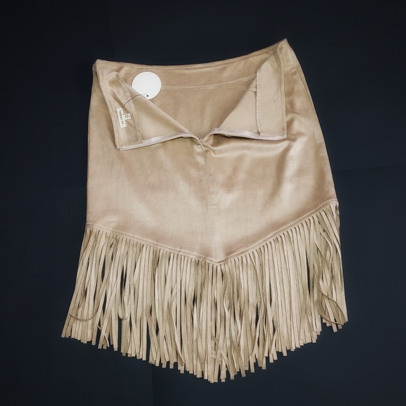 Faux Suede Fringe Hem skirt Boho - Picture 3 of 6